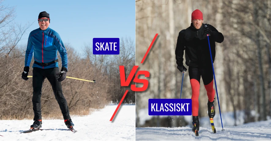 Jämförelse mellan Skate och Klassiskt på längdskidor