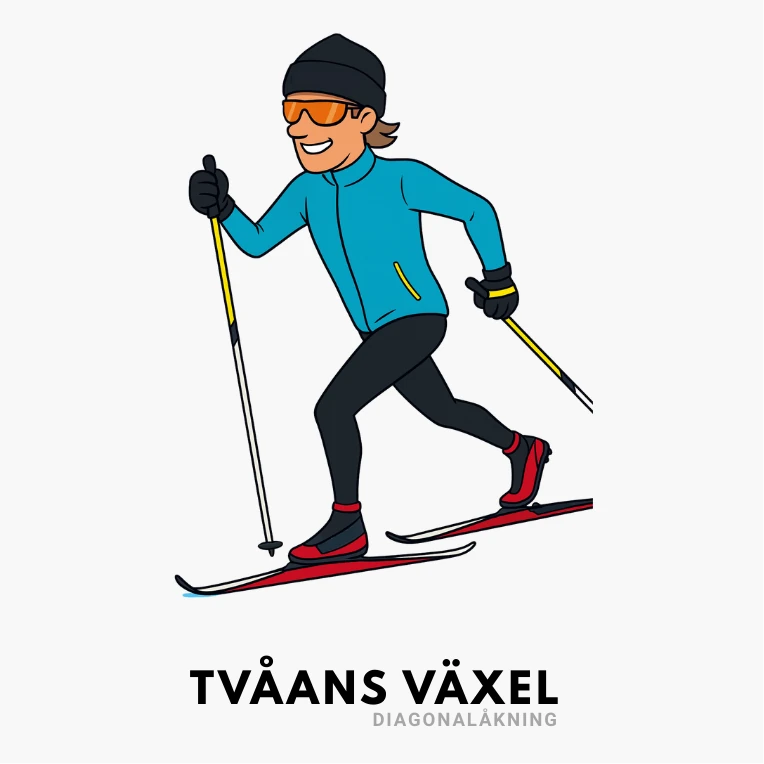 Diagonalåkning längdskidor klassisk stil, tvåans växel